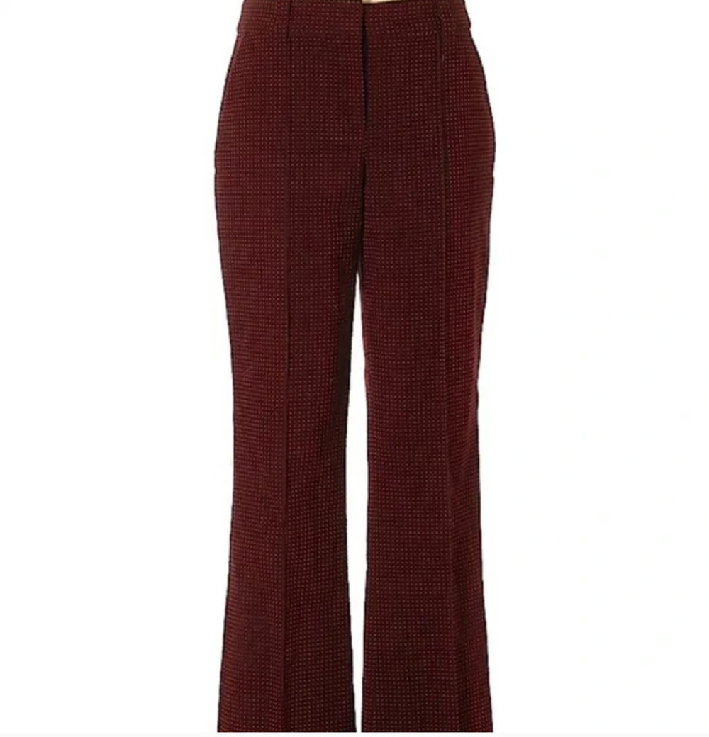 ALC Micro Dot Trousers 2 Pants Burgundy Red Boot Cut Academia Career A.L.C. Prep